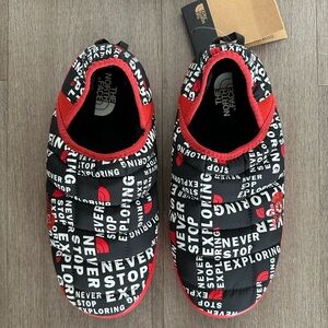 The North Face Black and Red Thermoball mules